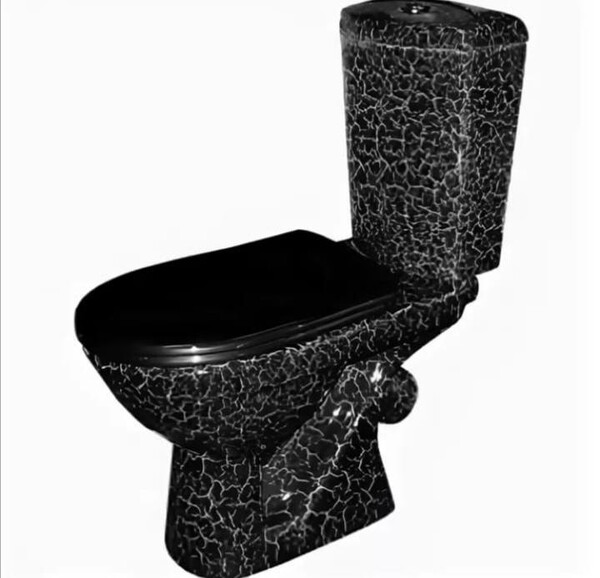 Унитаз-компакт Rosa "КОМФОРТ" Кракелюр Черный, 2-х режимная арматура, антивсплеск, косой выпуск (г.Киров)