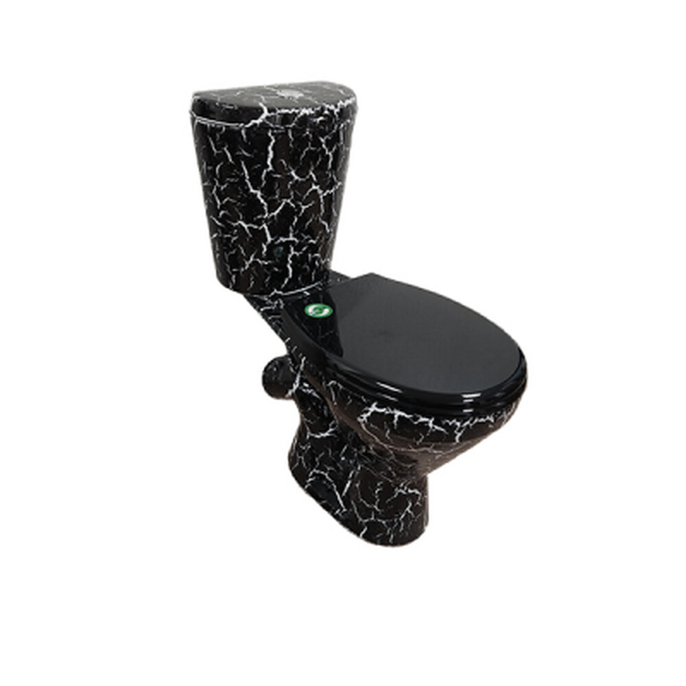 Унитаз-компакт Rosa "ЭЛЕГАНТ" Кракелюр Черный, антивсплеск, косой выпуск (г.Киров)