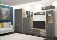 ФАСАД Гостиная Анталия - 1 (графит) (на фото со шкафом и комодом) (2 места)