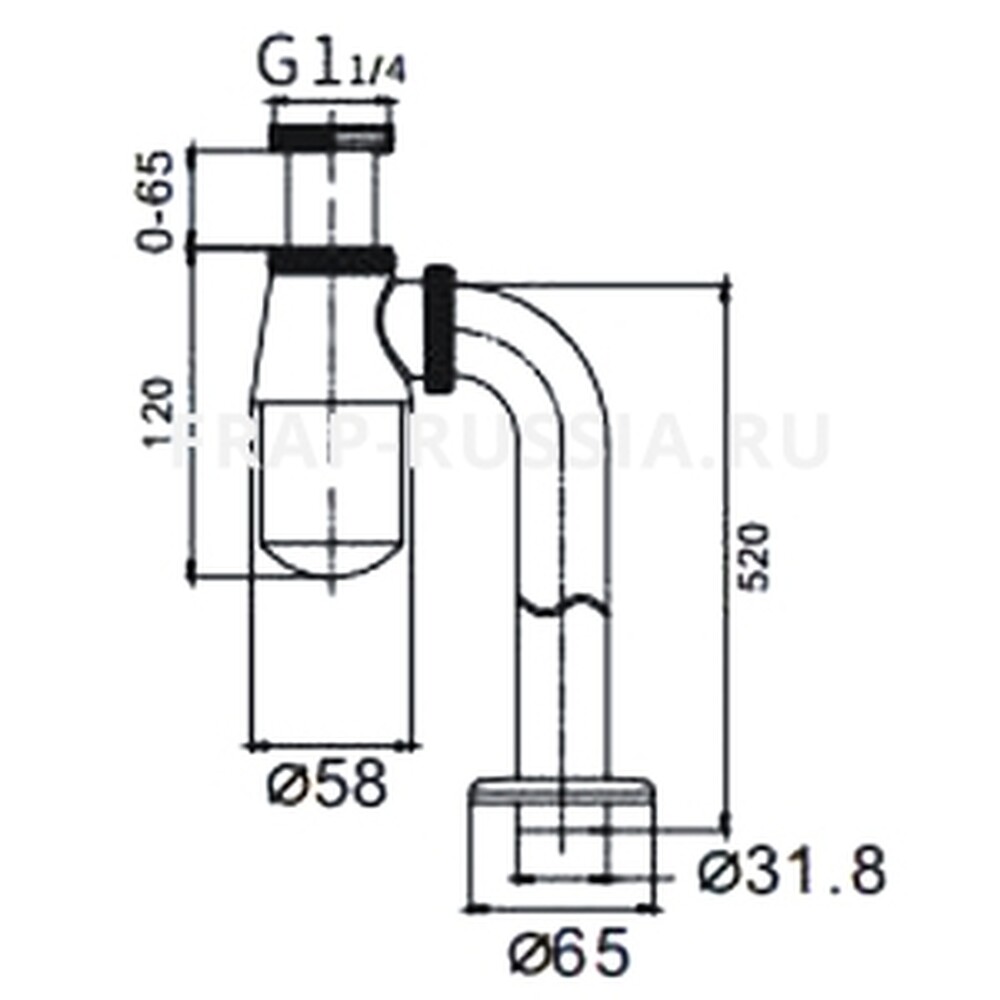 Сифон для раковины F81 (FRAP) выход в пол, без трубки