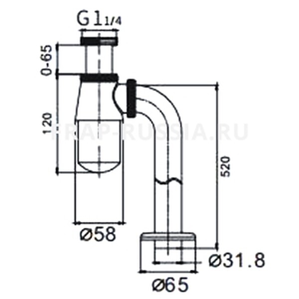 Сифон для раковины F81 (FRAP) выход в пол, без трубки