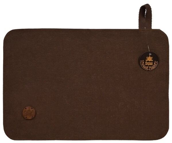 Коврик коричневый с деревянным логотипом "Банные Штучки", войлок 100% НОВИНКА! (41418)