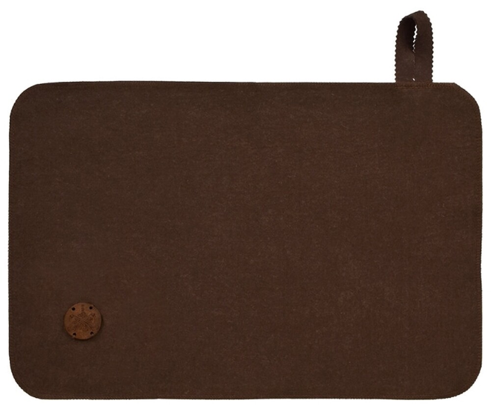 Коврик коричневый с деревянным логотипом "Банные Штучки", войлок 100% НОВИНКА! (41418)