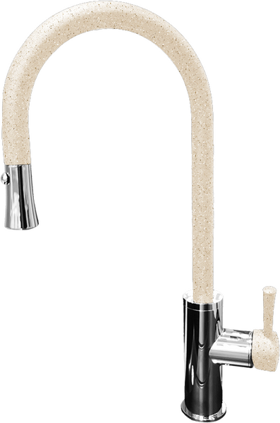 Смеситель Кухня GRANFEST  (7652) d=35 с выдвижной лейкой U - образный (328-бежевый)