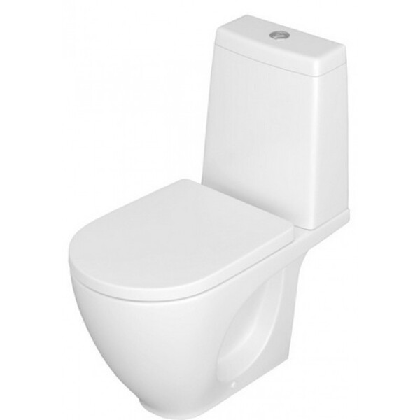 Унитаз-компакт "ТРИНО" БЕЗОБОДКОВЫЙ белый (2-режим. сид.Дюро-Пласт, SLIM, Soft-Close) КЕРАМИН 463234
