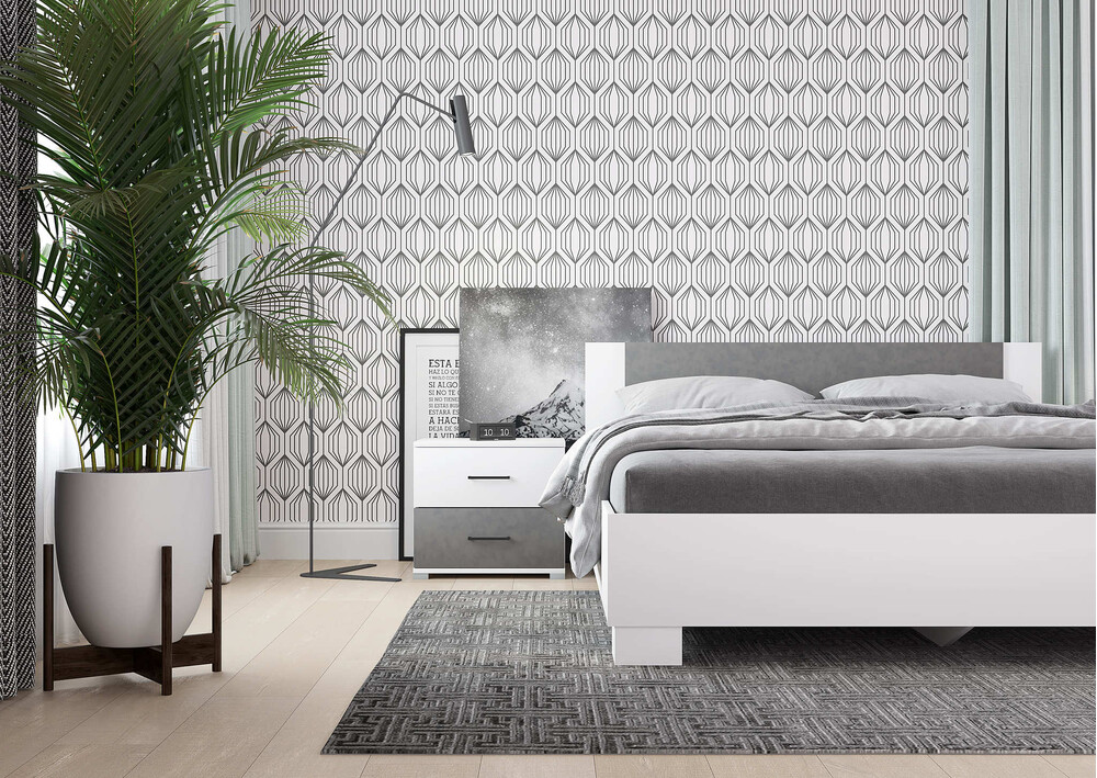 Кровать "NOVA" 1,4м (белый / бетон) (3 места)