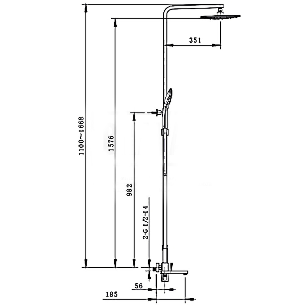 G2418-1 Душевая система GAPPO (излив-переключатель на лейку и верхний душ) хром