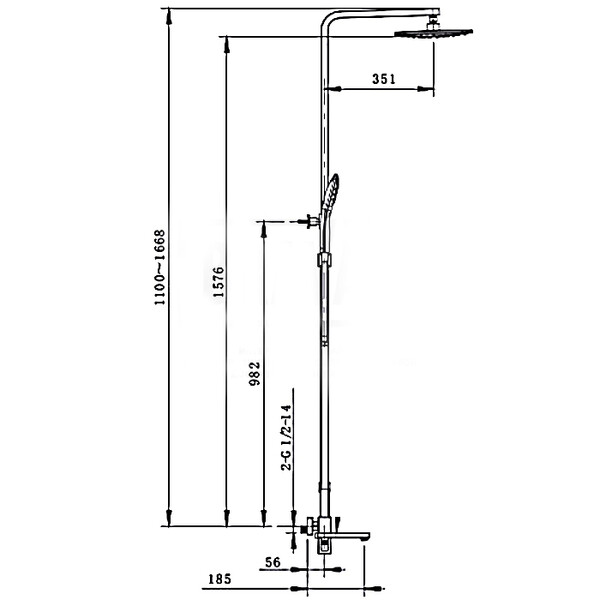G2418-1 Душевая система GAPPO (излив-переключатель на лейку и верхний душ) хром