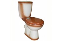 Унитаз-компакт Rosa "УЮТ" Коричневый, 2-х режимная арматура, антивсплеск, косой выпуск (г.Киров)