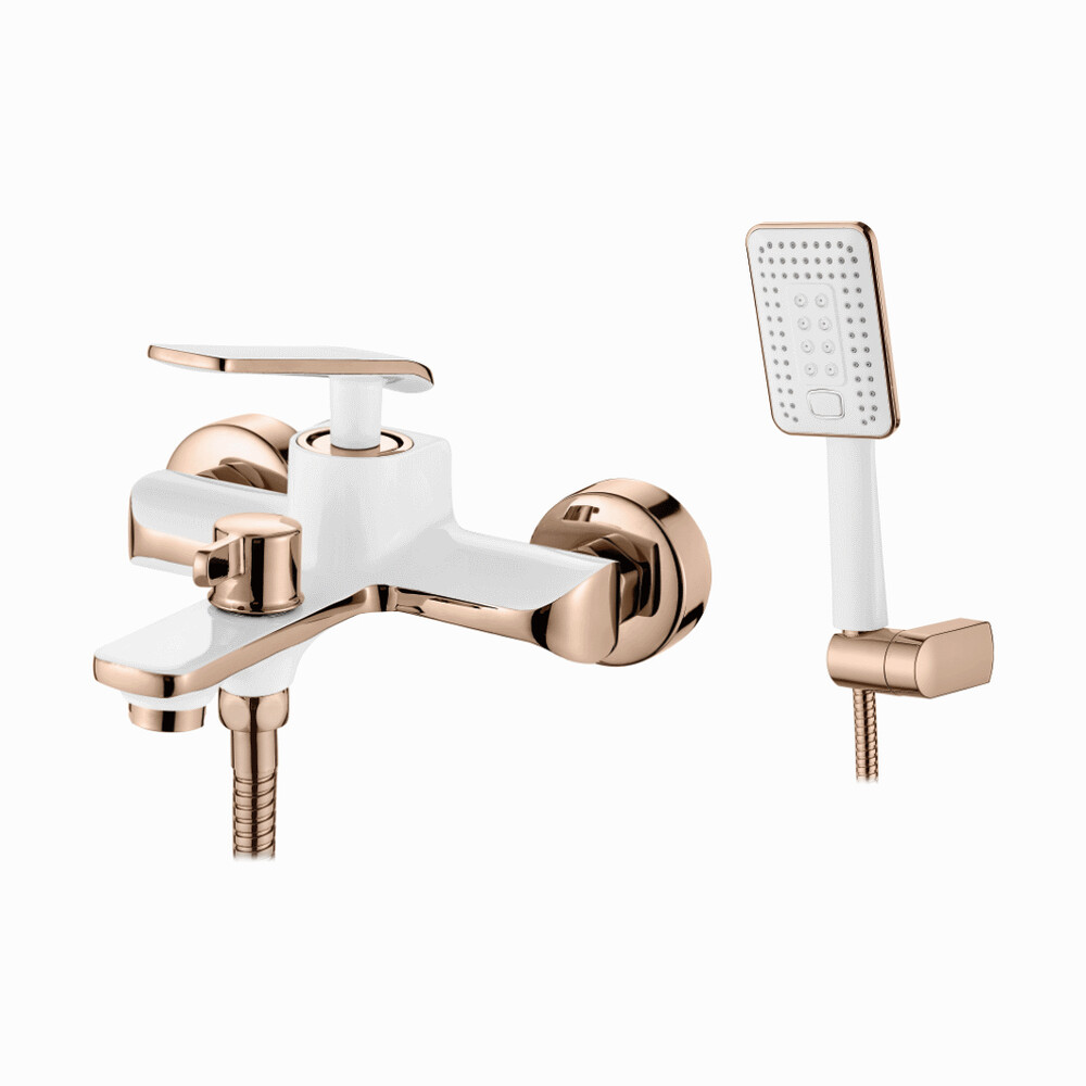 3274WR Смеситель Ванна LEDEME кор поворотный излив (белый/роз золото)