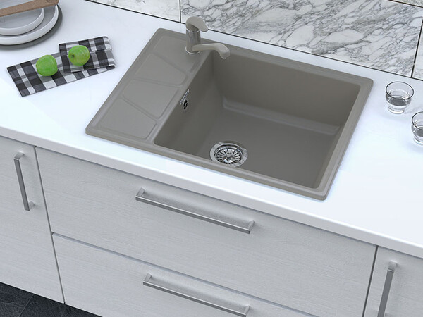 Мойка для кухни GranFest Композит VERTEX 680L чаша+крыло 680*500мм (V-680L серый)