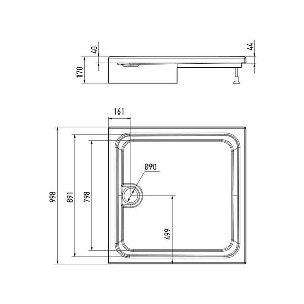 Поддон Alex Baitler.прямоугол. 100x100x17 стеклоровинг.в сборе AB 10017Н-2