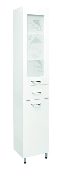 Пенал SANTREK HOME "Дельфин" (Белый) 2 двери 1 ящик Правый 350*1900*300