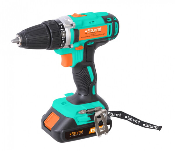 CD3618 Дрель аккумуляторная Sturm!, 18 В, 1BatterySystem, 2 акк., 2,0 Ач, кейс