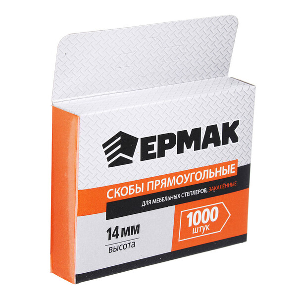 Скоба закаленная 14мм (11,3х0,7мм) для мебельного степлера 1000шт. ЕРМАК 648-037 