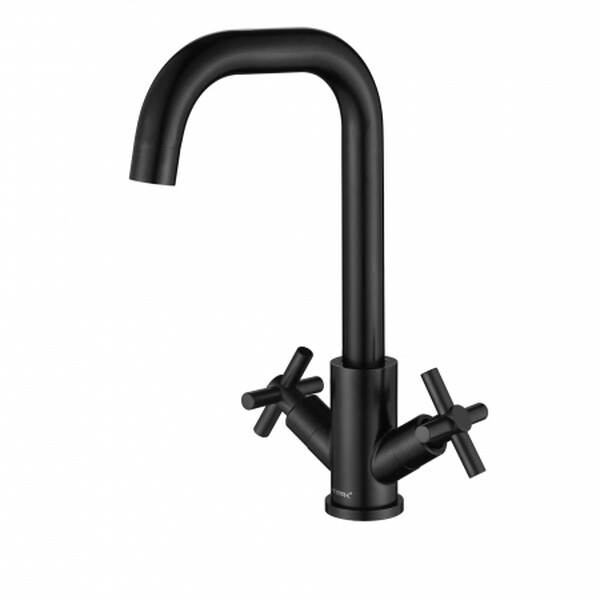 FS8412Н Смеситель Кухня Fmark 1/2 м/к Крест, Чёрный