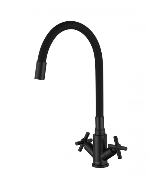 FS8442H-01 Смеситель Кухня Fmark с гибким цветн.изливом (цвет излива чёрный), корпус черный1/2 м/к Крест