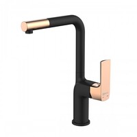 LM7205BLR Ursus Смеситель для кухни с высоким поворотным изливом, черный/розовое золото LEMARK