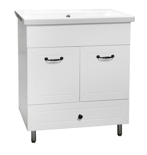 Подстолье SANTREK HOME "Вегас-60" (Белый софт)  2 двери 1 ящик под умывальник "Como-60" 565х800х430