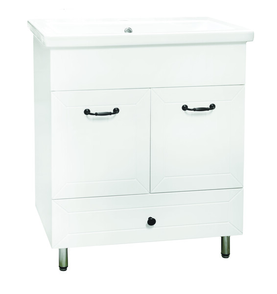 Подстолье SANTREK HOME "Вегас-70" (Белый софт) 2 двери 1 ящик под умывальник "Como-70" 657х800х430