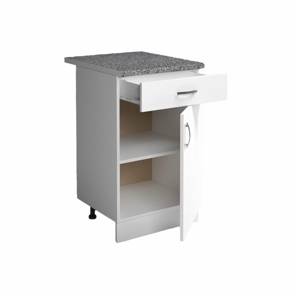 Рабочий стол 50 цвет Белый (1 ящик) столешница Гранит SANTREK HOME (ЛДСП)