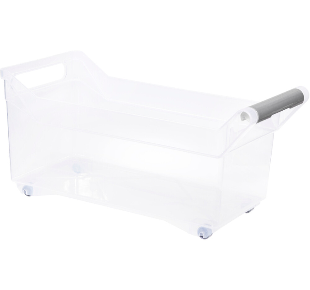 Органайзер с ручкой на колесах 7л прозрачный ("М-пластика") (М 1621)