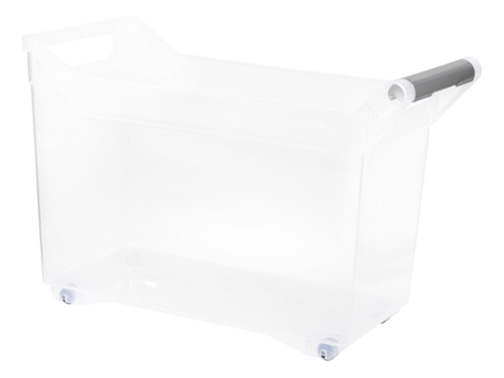 Органайзер с ручкой на колесах 10,5л прозрачный ("М-пластика") (М 1622)