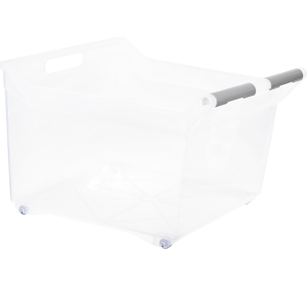 Органайзер с ручкой на колесах 23л прозрачный ("М-пластика") (М 1623)