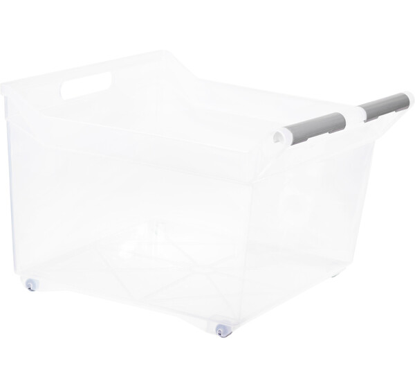 Органайзер с ручкой на колесах 23л прозрачный ("М-пластика") (М 1623)