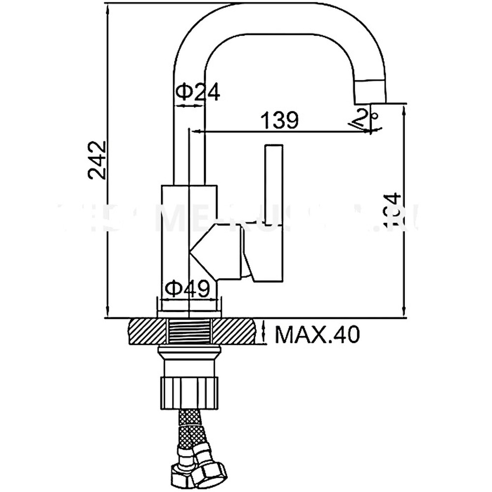 1099W Смеситель Тюльпан LEDEME d35 на гайке (белый)