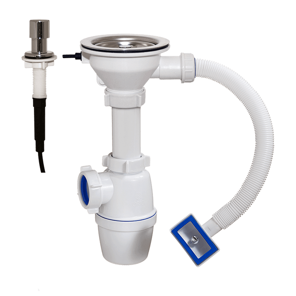 АА-4007 Сифон бутылочный полуавтомат ОРИО 3 1/2" х 40 с прямоугольным переливом (кнопка-грибок)***РАСПРОДАЖА