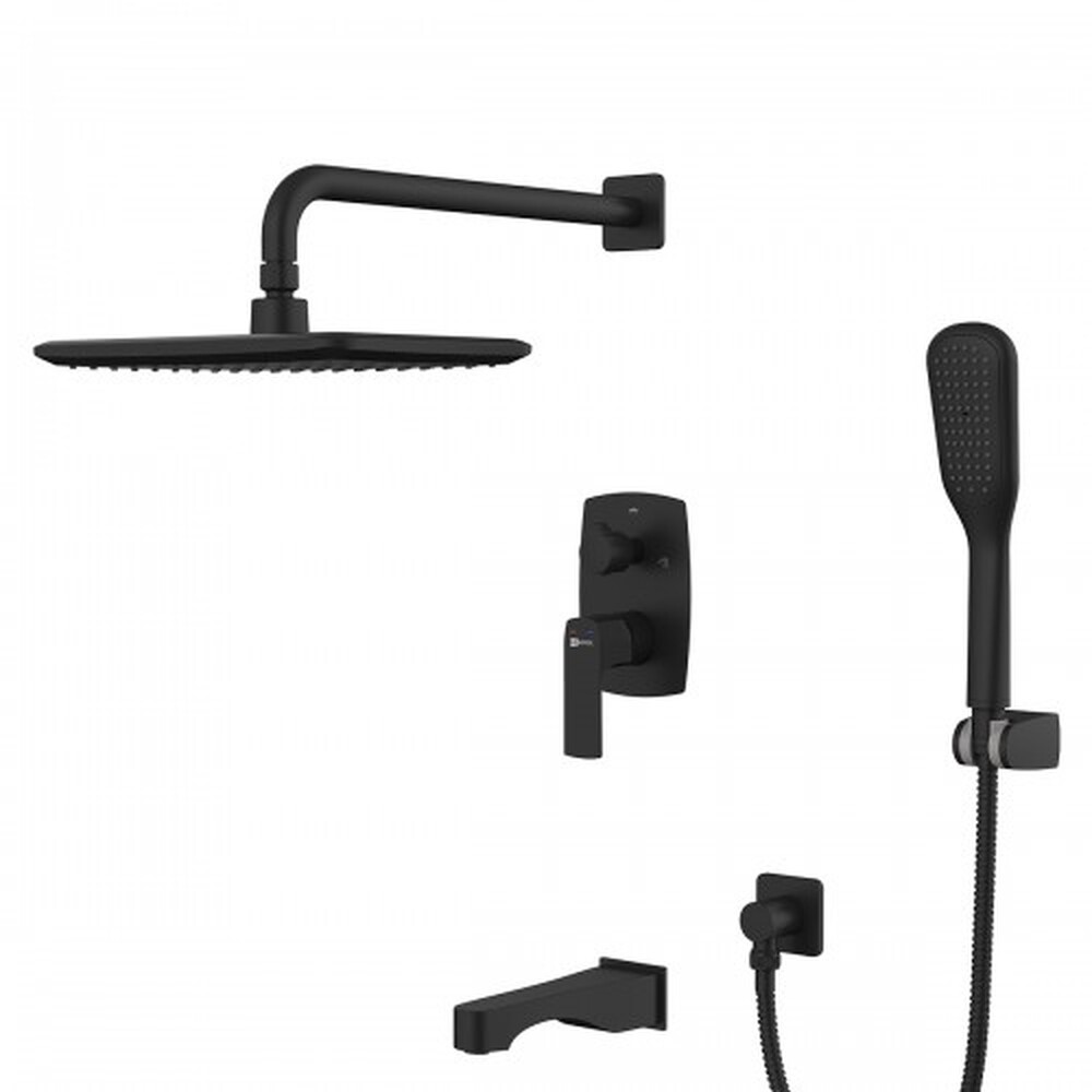 LM7222BL Ursus Смеситель для ванны и душа встраиваемый с дополнительной 1-функц. лейкой, черный LEMARK