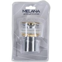 MLN-330304G донный клапан БЕЗ перелива (золото) Click-clack MELANA (в блистере)
