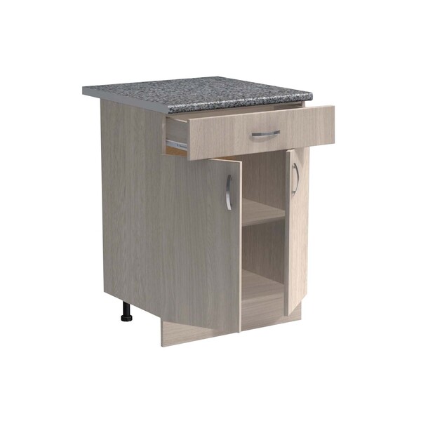 Рабочий стол 60 цвет Ясень шимо светлый (1 ящик) столешница Гранит SANTREK HOME (ЛДСП)