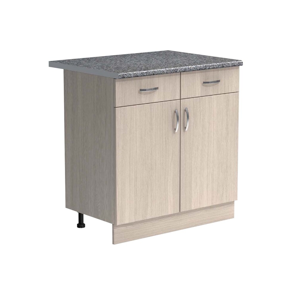 Рабочий стол 80 цвет Ясень шимо светлый (2 ящика) столешница Гранит SANTREK HOME (ЛДСП)