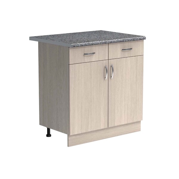 Рабочий стол 80 цвет Ясень шимо светлый (2 ящика) столешница Гранит SANTREK HOME (ЛДСП)