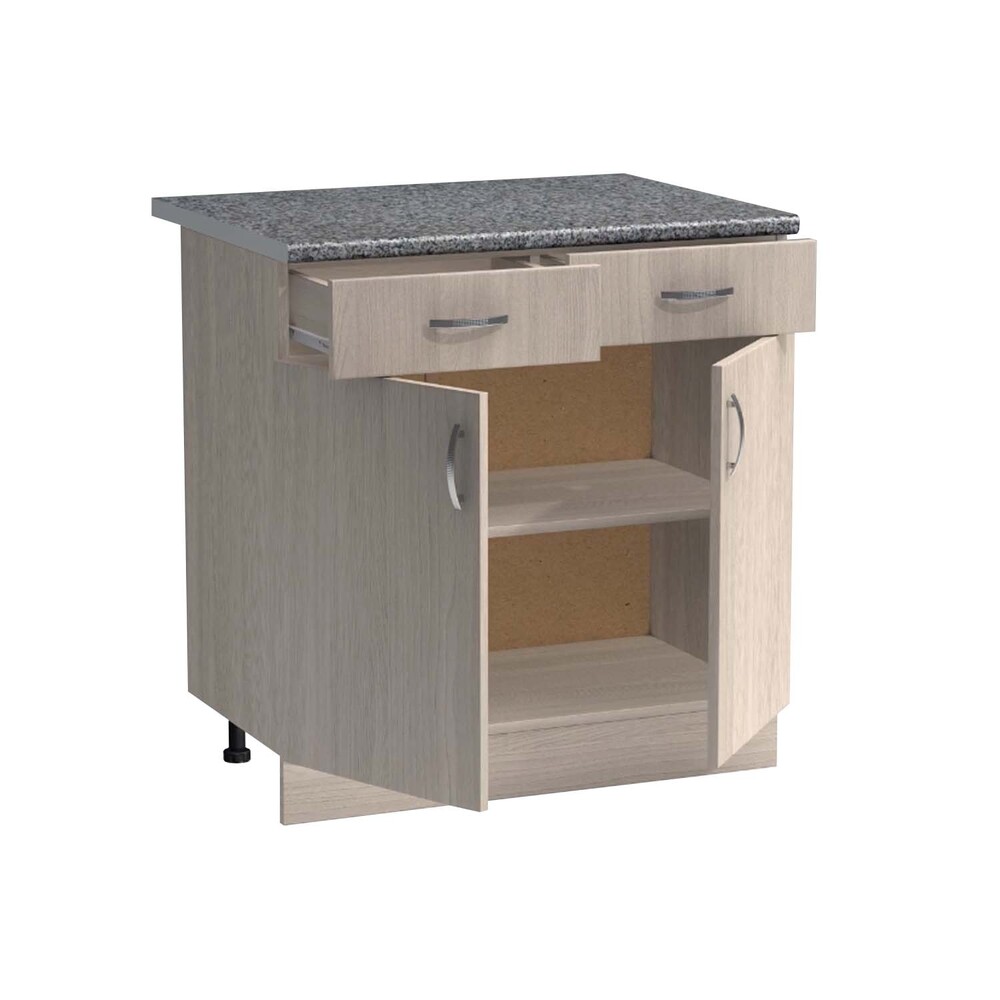 Рабочий стол 80 цвет Ясень шимо светлый (2 ящика) столешница Гранит SANTREK HOME (ЛДСП)