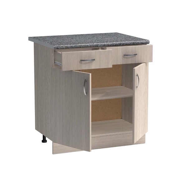 Рабочий стол 80 цвет Ясень шимо светлый (2 ящика) столешница Гранит SANTREK HOME (ЛДСП)