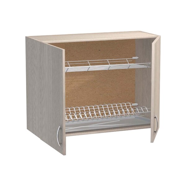 Шкаф для посуды 80 цвет Ясень шимо светлый (под сушку) SANTREK HOME (ЛДСП)