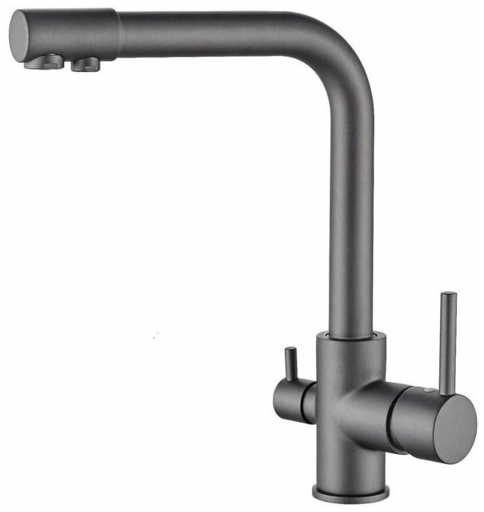 4055U-3 Смеситель Кухня LEDEME шар d-35 с вых для питьевой воды (темно-серый)