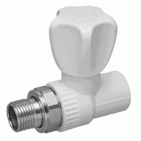 Кран п/радиатор с американкой 20-1/2 PP-R штуцер прямой KALDE