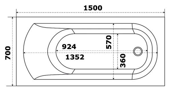 Ванна акрил BAS "НИРВАНА-PRO" 150х70 BAS PROfessional 100% литьевой акрил в компл. с каркасом (без фолдона) БЕЗ АВТОСЛИВА 