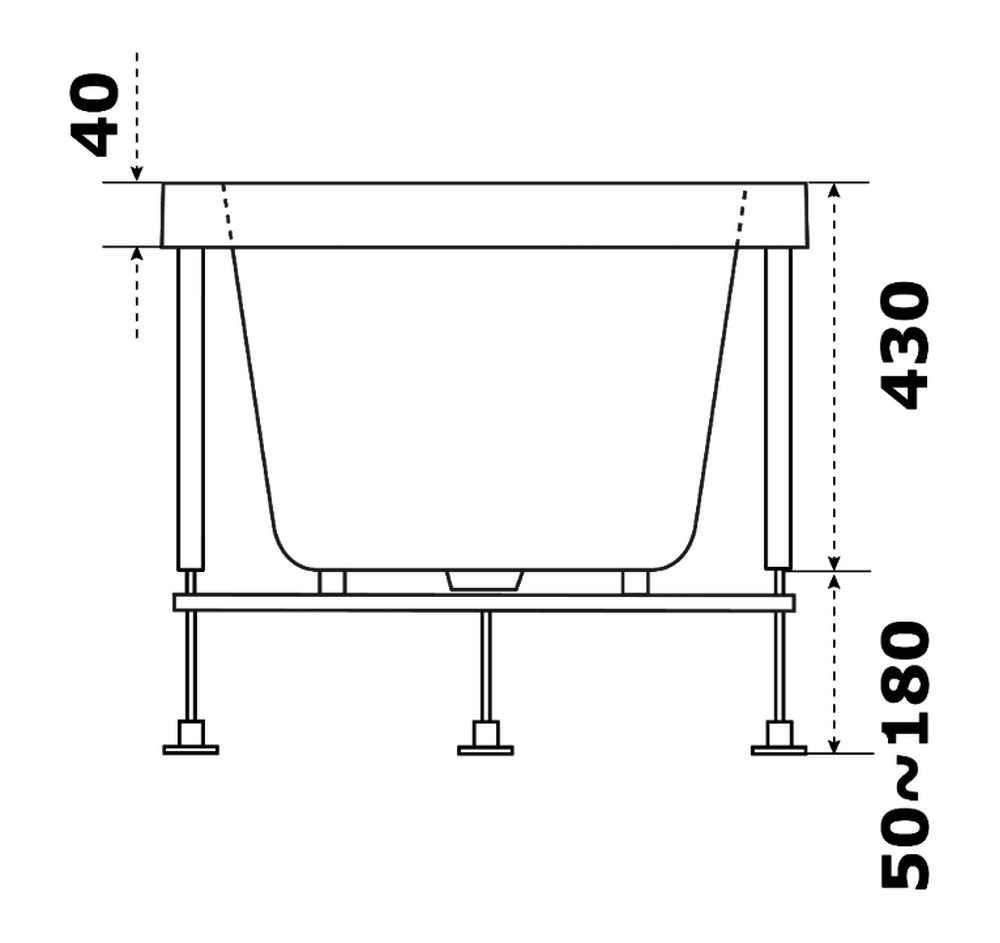 Ванна акрил BAS "НИРВАНА-PRO" 150х70 BAS PROfessional 100% литьевой акрил в компл. с каркасом (без фолдона) БЕЗ АВТОСЛИВА 