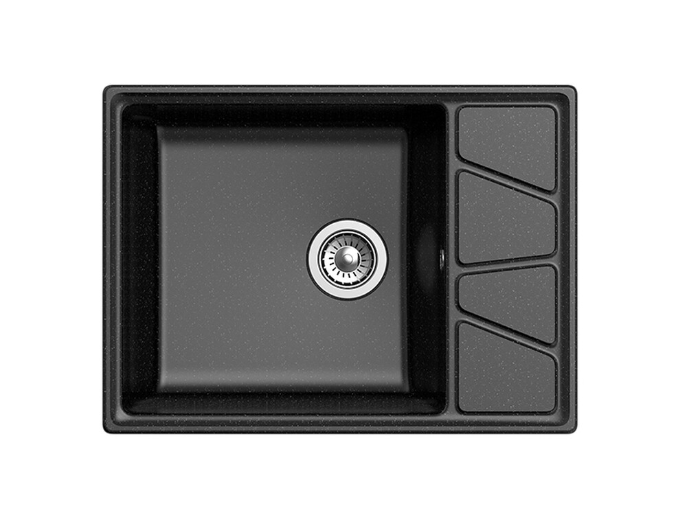 Мойка для кухни GranFest Композит VERTEX 680L чаша+крыло 680*500мм (V-680L черный)