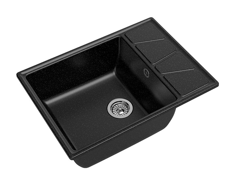 Мойка для кухни GranFest Композит VERTEX 680L чаша+крыло 680*500мм (V-680L черный)