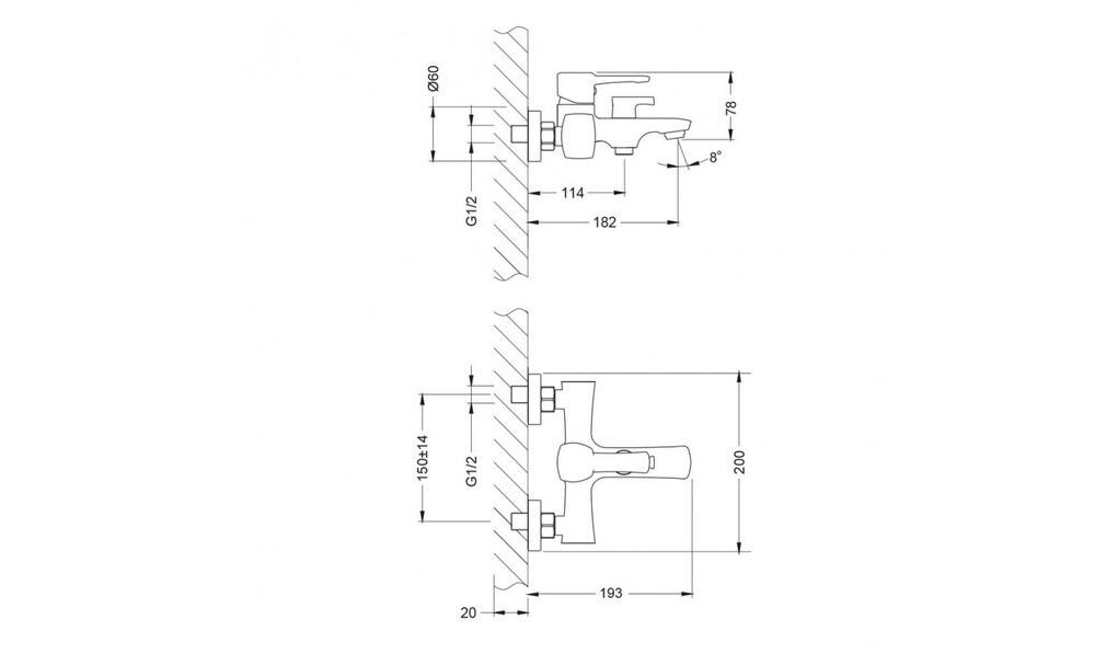 LM0514C Evitta Смеситель для ванны, с коротким изливом, дивертор с кер. пласт, хром LEMARK