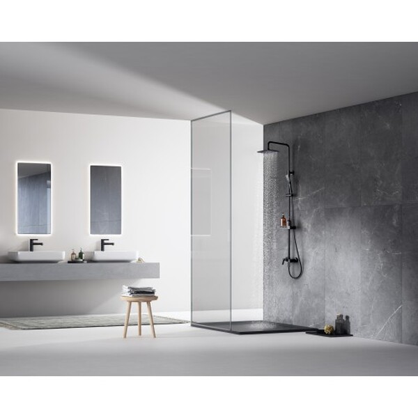 LM7002BL Tropic Смеситель для ванны с верхней душевой лейкой Троп. дождь, поворот. излив, черный LEMARK