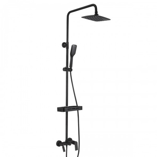 LM7002BL Tropic Смеситель для ванны с верхней душевой лейкой Троп. дождь, поворот. излив, черный LEMARK