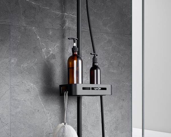 LM7002BL Tropic Смеситель для ванны с верхней душевой лейкой Троп. дождь, поворот. излив, черный LEMARK