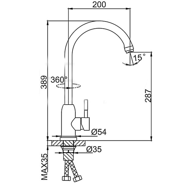 41052 Смеситель Кухня FRUD шар d-35 (сатин) на гайке